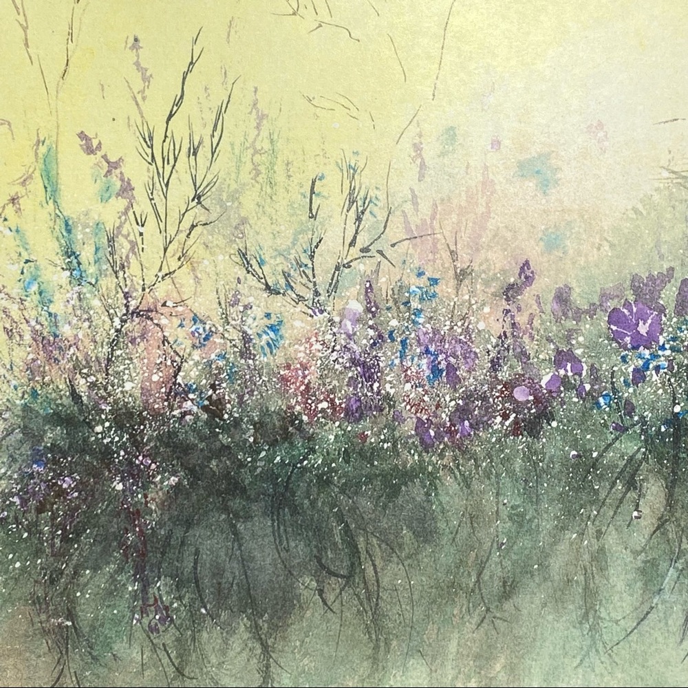 PRINT OF AN ORIGINAL WATERCOLOR FLORAL COPY ON MEDIUM STOCK PAPER LIMITED SIGNED - Picture 2 of 4